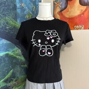 hello kitty forever 21 rhinestone graphic tee black large kawaii y2k